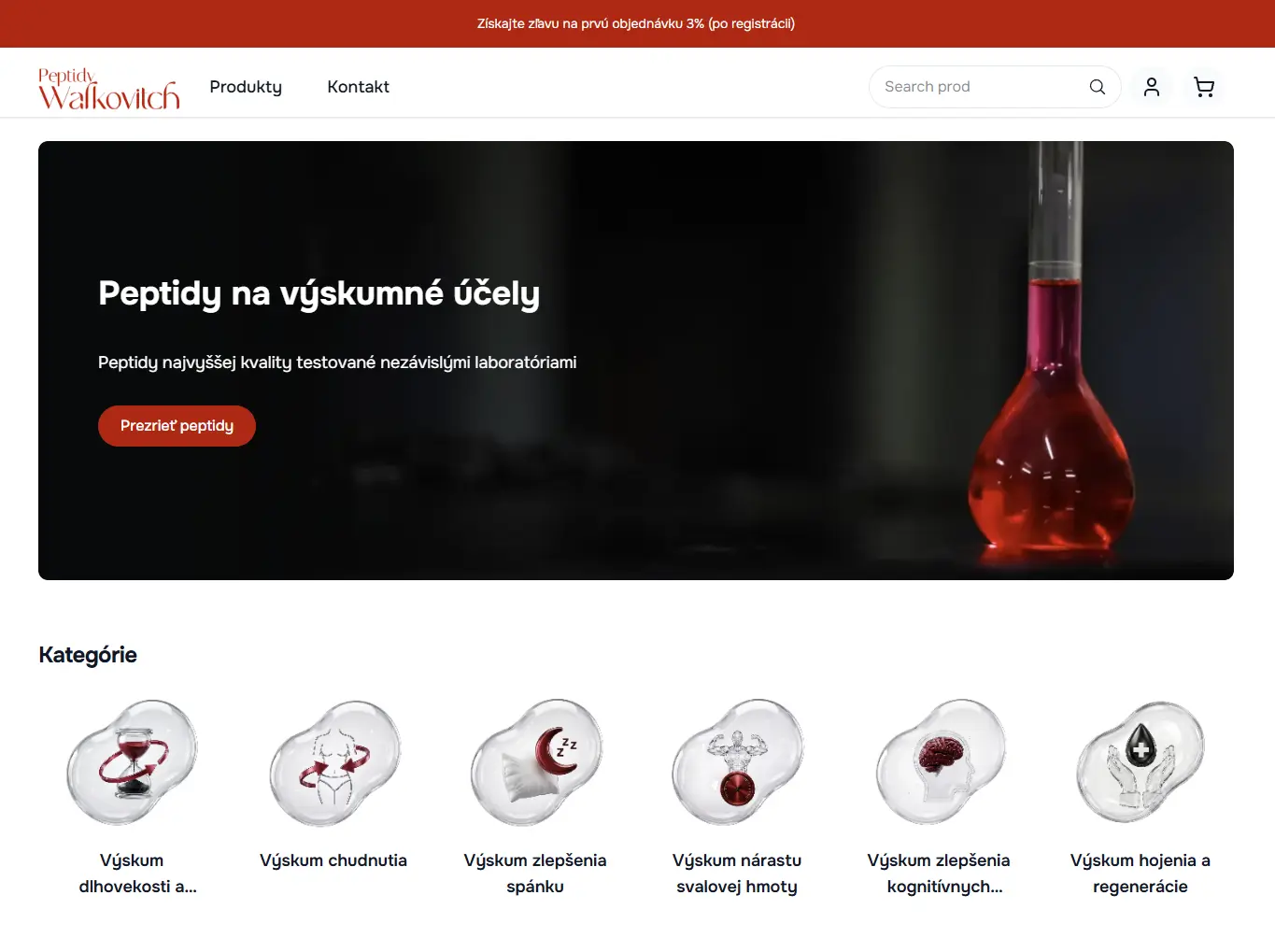 Walpeptides – náhľad webu